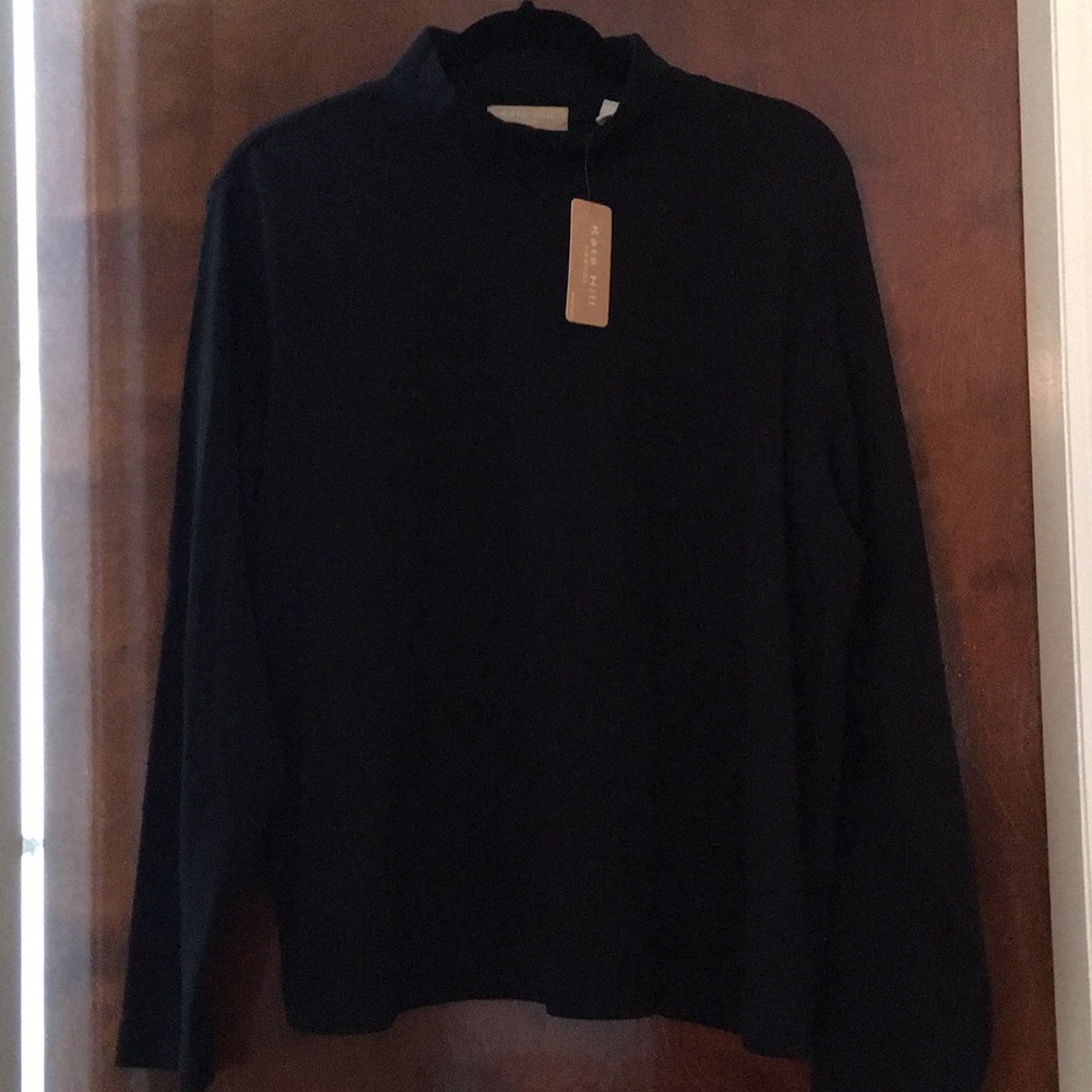 NWT black 100% Pima cotton mock-neck top, size 1X.